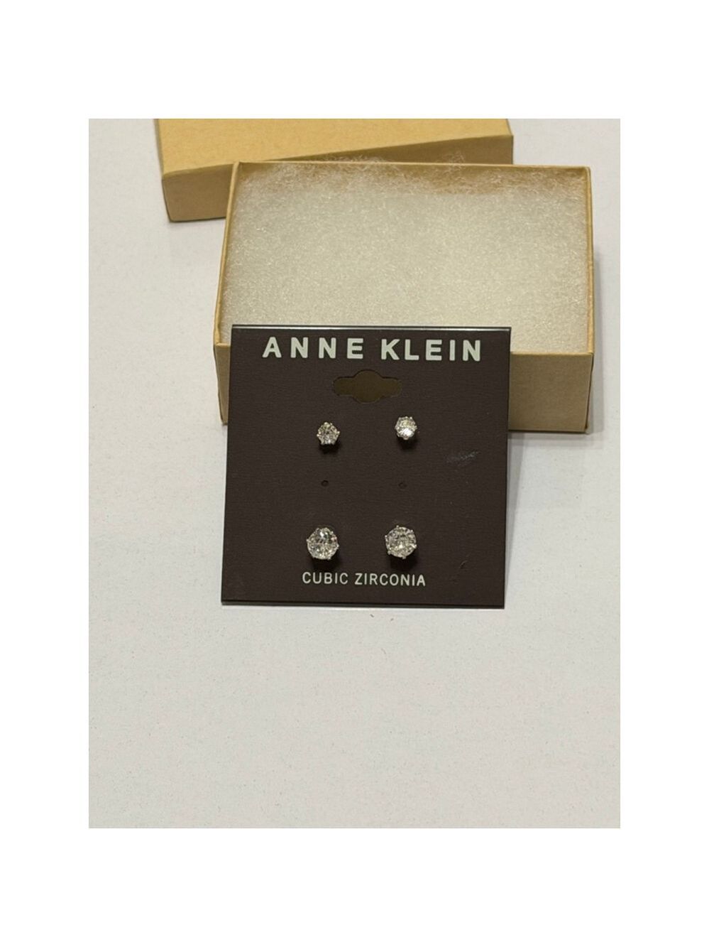 Anne Klein Silver Cubic Zirconia Stud Earrings